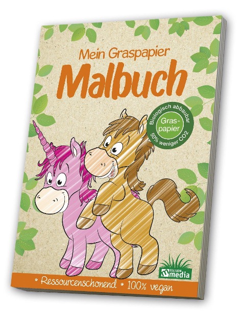 Malbuch Graspapier - Einhörner & Pferde - 