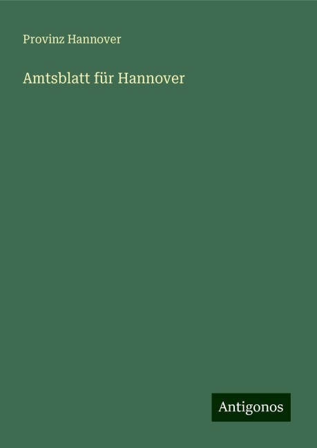 Amtsblatt für Hannover - Provinz Hannover