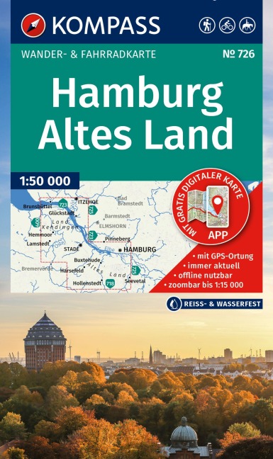 KOMPASS Wanderkarte 726 Hamburg, Altes Land 1:50.000 - 