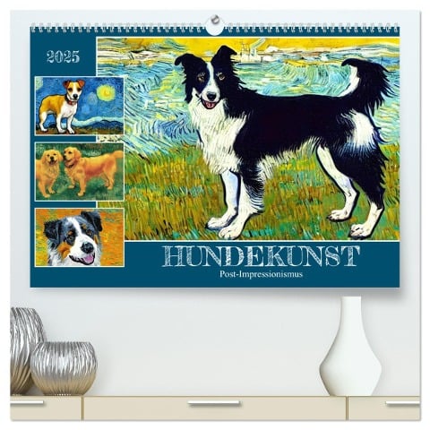 Hundekunst (hochwertiger Premium Wandkalender 2025 DIN A2 quer), Kunstdruck in Hochglanz - Sabine Löwer