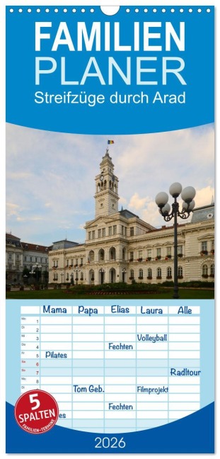 Familienplaner 2026 - Streifzüge durch Arad mit 5 Spalten (Wandkalender, 21 x 45 cm) CALVENDO - Anneli Hegerfeld-Reckert