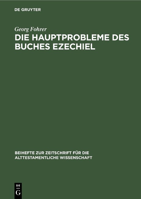 Die Hauptprobleme des Buches Ezechiel - Georg Fohrer