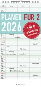 Planer für zwei 2026 mit 3 Spalten - Familien-Timer 22x45 cm - Offset-Papier - mit Ferienterminen - Wand-Planer - Familienkalender - Alpha Edition - 