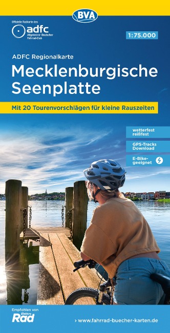 ADFC-Regionalkarte Mecklenburgische Seenplatte 1:75.000, reiß- und wetterfest, mit kostenlosem GPS-Download der Touren via BVA-website oder Karten-App - 