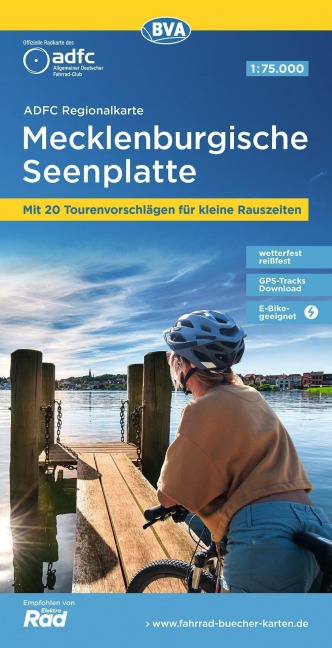 ADFC-Regionalkarte Mecklenburgische Seenplatte 1:75.000, reiß- und wetterfest, mit kostenlosem GPS-Download der Touren via BVA-website oder Karten-App - 