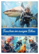 Cover-Bild zum Titel 'Tauchen im ewigen Blau. Eine Aquarell-Reise in die Tiefen der Meere (Wandkalender 2026 DIN A4 hoch), CALVENDO Monatskalender' von 'Rose Hurley'