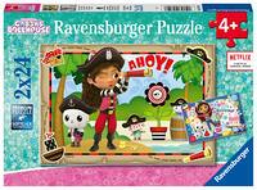 Ravensburger Kinderpuzzle 05710 - Auf zur Piraten-Party! - 2x24 Teile Gabby's Dollhouse Puzzle für Kinder ab 4 Jahren - 