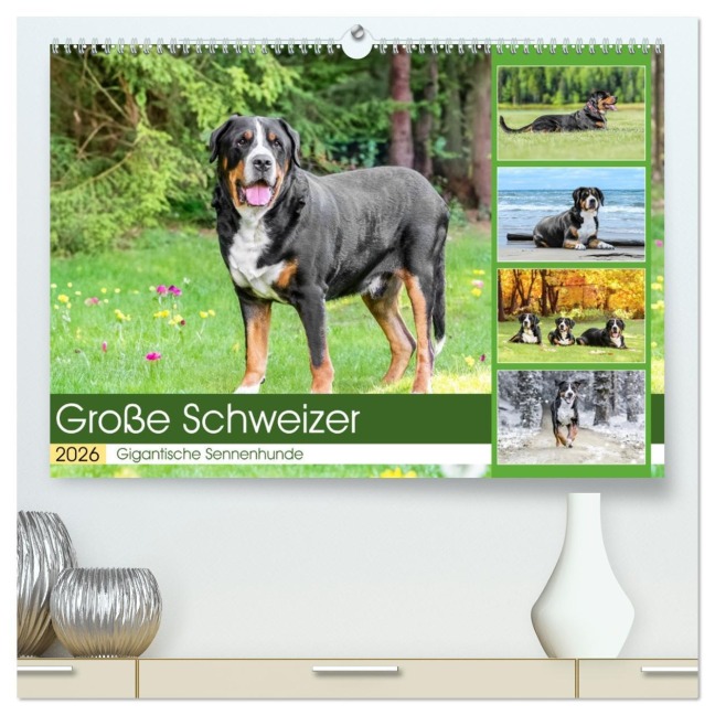 Große Schweizer - Gigantische Sennenhunde (hochwertiger Premium Wandkalender 2026 DIN A2 quer), Kunstdruck in Hochglanz - Jana K. Fotografie