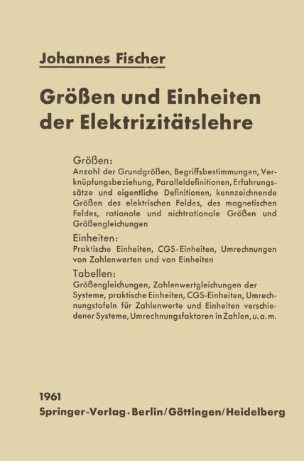 Größen und Einheiten der Elektrizitätslehre - Johannes Fischer