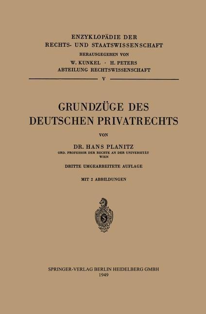 Grundzüge des Deutschen Privatrechts - Hans Planitz