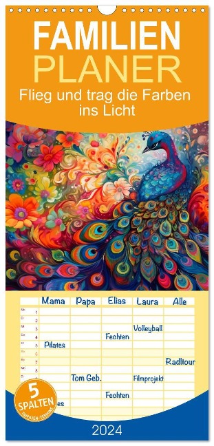 Familienplaner 2024 - Flieg und trag die Farben ins Licht mit 5 Spalten (Wandkalender, 21 x 45 cm) CALVENDO - Kerstin Waurick
