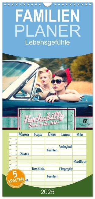 Familienplaner 2025 - Rockabilly - Back to the 50s mit 5 Spalten (Wandkalender, 21 x 45 cm) CALVENDO - Matthias Weggel