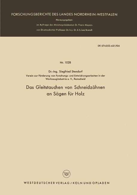 Das Gleitstauchen von Schneidzähnen an Sägen für Holz - Siegfried Stendorf