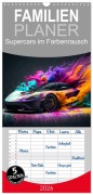 Familienplaner 2026 - Supercars im Farbenrausch mit 5 Spalten (Wandkalender, 21 x 45 cm) CALVENDO - Dirk Meutzner