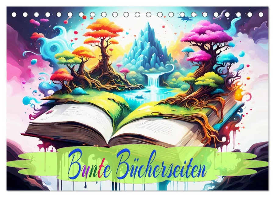 Bunte Bücherseiten (Tischkalender 2026 DIN A5 quer), CALVENDO Monatskalender - Dusanka Djeric