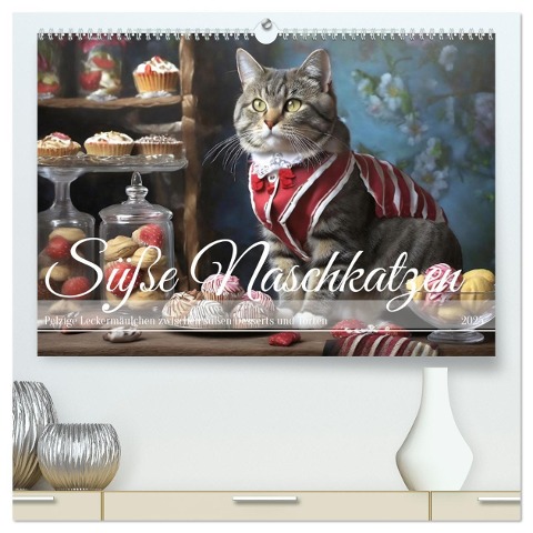 Süße Naschkatzen - Pelzige Leckermäulchen zwischen süßen Desserts und Torten (hochwertiger Premium Wandkalender 2025 DIN A2 quer), Kunstdruck in Hochglanz - Fotodesign Verena Scholze