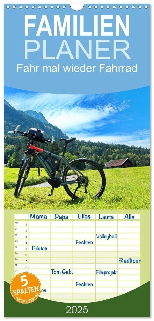 Familienplaner 2025 - Fahr mal wieder Fahrrad mit 5 Spalten (Wandkalender, 21 x 45 cm) CALVENDO - Herbert Böck