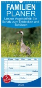 Cover-Bild zum Titel 'Familienplaner 2026 - Unsere Vogelvielfalt: Ein Schatz zum Entdecken und Schützen mit 5 Spalten (Wandkalender, 21 x 45 cm) CALVENDO' von 'Arne Wünsche'