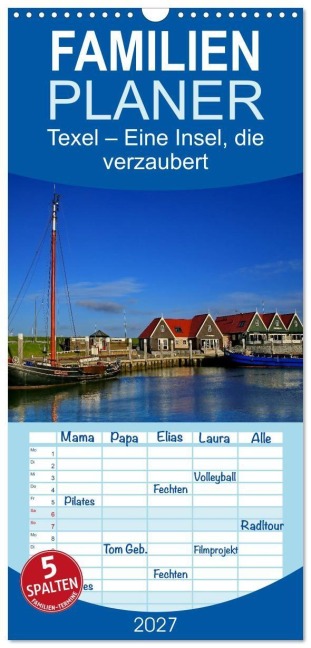 Familienplaner 2027 - Texel - Eine Insel die verzaubert mit 5 Spalten (Wandkalender, 21 x 45 cm) CALVENDO - Elke Krone