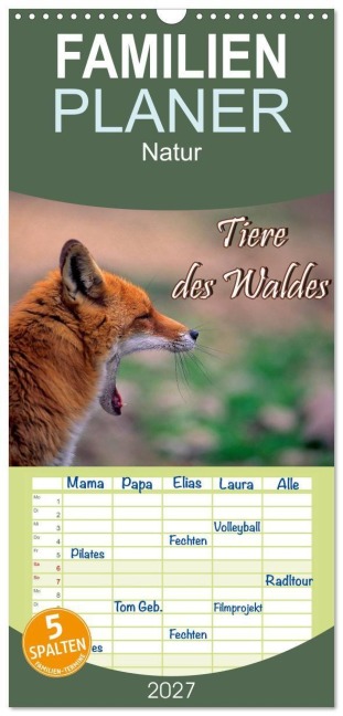 Familienplaner 2027 - Tiere des Waldes mit 5 Spalten (Wandkalender, 21 x 45 cm) CALVENDO - Bildagentur Geduldig