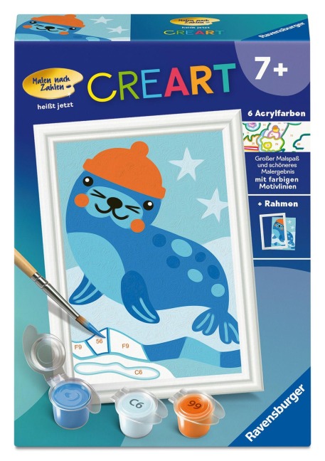 CreArt, Malen nach Zahlen Kinder - Kleine Robbe - 