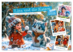 Cover-Bild zum Titel 'Lina und die Katzen - Magische Abenteuer in niedlichen Szenen (Wandkalender 2026 DIN A2 quer), CALVENDO Monatskalender' von 'Anja Frost'