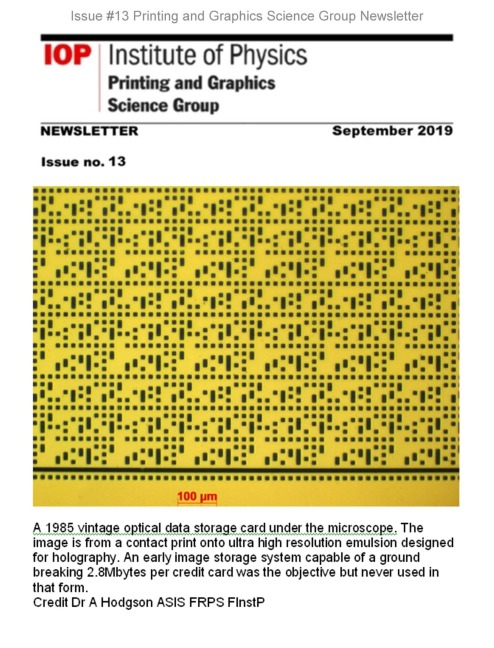 Issue #13 Printing and Graphics Science Group Newsletter (Printing and Graphics Science Group Newsletters, #8) - Roy Gray
