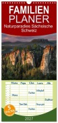 Cover-Bild zum Titel 'Familienplaner 2027 - Naturparadies Sächsische Schweiz mit 5 Spalten (Wandkalender, 21 x 45 cm) CALVENDO' von 'Stefan Becker'