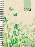 Wochenbuch Graspapier 2024 - 13,7x19,6 cm - 1 Woche auf 2 Seiten - robuster Kartoneinband - Wochenkalender - Noitzheft - 759-0640 - 