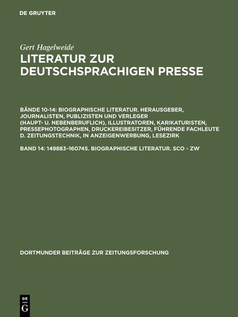 149883-160745. Biographische Literatur. Sco - Zw - Gert Hagelweide