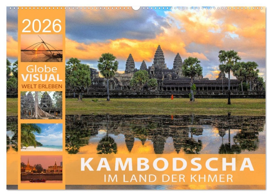 KAMBODSCHA - Im Land der Khmer (Wandkalender 2026 DIN A2 quer), CALVENDO Monatskalender - Globe Visual