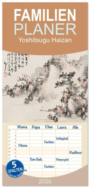Familienplaner 2026 - Yoshitsugu Haizan mit 5 Spalten (Wandkalender, 21 x 45 cm) CALVENDO - Peter Balan