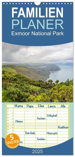 Familienplaner 2025 - Exmoor National Park mit 5 Spalten (Wandkalender, 21 x 45 cm) CALVENDO - Stefanie Perner