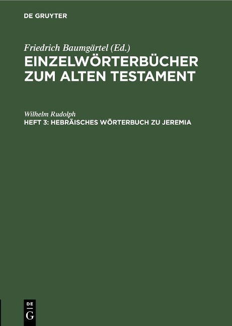 Hebräisches Wörterbuch zu Jeremia - Wilhelm Rudolph