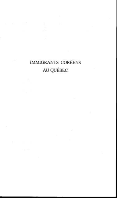 IMMIGRANTS COREENS AU QUEBEC - Seong-Sook Yim