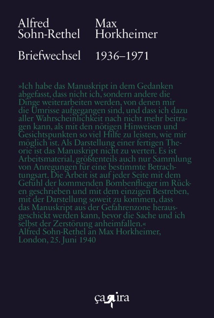 Briefwechsel 1936-1971 - Max Horkheimer, Alfred Sohn-Rethel