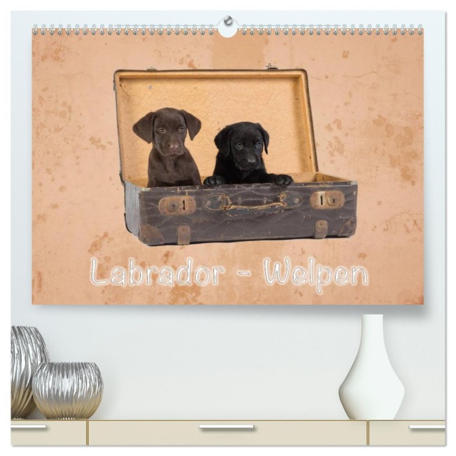 Labrador - Welpen (hochwertiger Premium Wandkalender 2026 DIN A2 quer), Kunstdruck in Hochglanz - Heiko Eschrich -Heschfoto
