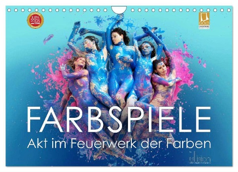 FARBSPIELE - Akt im Feuerwerk der Farben (Wandkalender 2025 DIN A4 quer), CALVENDO Monatskalender - Ulrich Allgaier (Ullision)