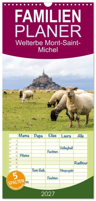 Familienplaner 2027 - Welterbe Mont-Saint-Michel mit 5 Spalten (Wandkalender, 21 x 45 cm) CALVENDO - Peter Schickert