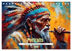 Cover-Bild zum Titel 'Portraits im Stil amerikanischer Ureinwohner (Tischkalender 2026 DIN A5 quer), CALVENDO Monatskalender' von 'Babett Paul - Babetts Bildergalerie'