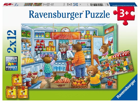 Ravensburger Kinderpuzzle - 05076 Komm, wir gehen einkaufen - Puzzle für Kinder ab 3 Jahren, mit 2x12 Teilen - 
