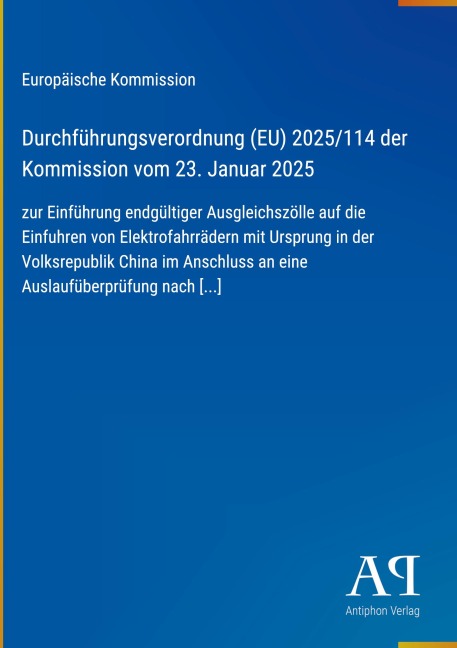 Durchführungsverordnung (EU) 2025/114 der Kommission vom 23. Januar 2025 - Europäische Kommission