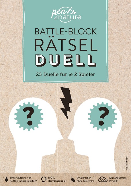 Battle-Block Rätsel-Duell | Spieleblock mit 25 Duellen für je 2 Spieler - 