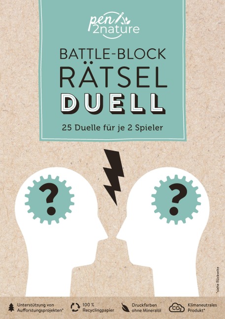 Battle-Block Rätsel-Duell | Spieleblock mit 25 Duellen für je 2 Spieler - 