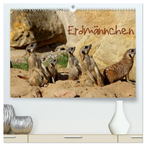 Erdmännchen (hochwertiger Premium Wandkalender 2024 DIN A2 quer), Kunstdruck in Hochglanz - Heike Hultsch