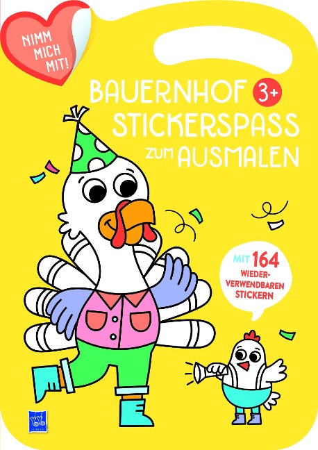 Bauernhof Stickerspaß zum Ausmalen 3+ (Cover gelb, Truthahn) - 