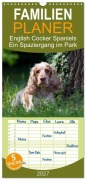 Cover-Bild zum Titel 'Familienplaner 2027 - English Cocker Spaniels - Ein Spaziergang im Park mit 5 Spalten (Wandkalender, 21 x 45 cm) CALVENDO' von 'Fotodesign Verena Scholze'