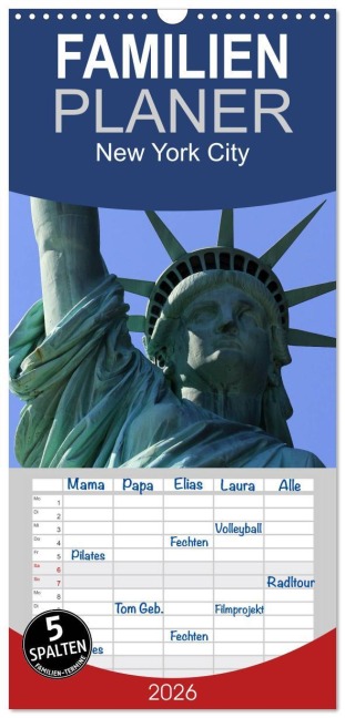 Familienplaner 2026 - New York City mit 5 Spalten (Wandkalender, 21 x 45 cm) CALVENDO - Peter Stehlik