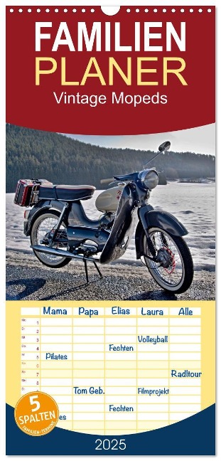 Familienplaner 2025 - Vintage Mopeds mit 5 Spalten (Wandkalender, 21 x 45 cm) CALVENDO - Insideportugal Insideportugal