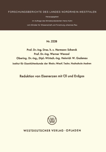 Reduktion von Eisenerzen mit Öl und Erdgas - Hermann Schenck